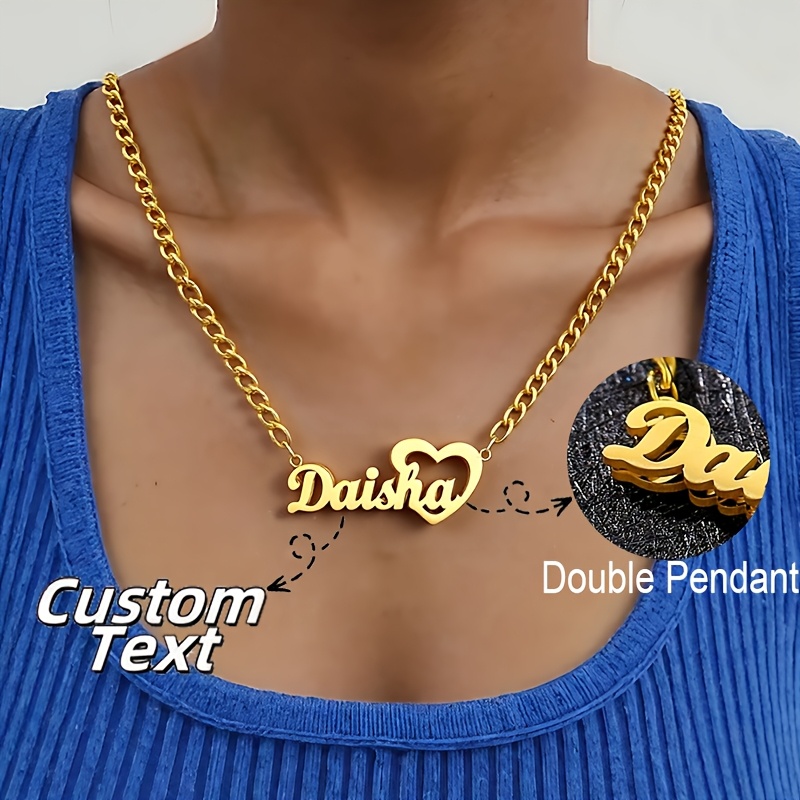 Personalized Shiny Frosted Name Double Necklace, Bohemian Gift